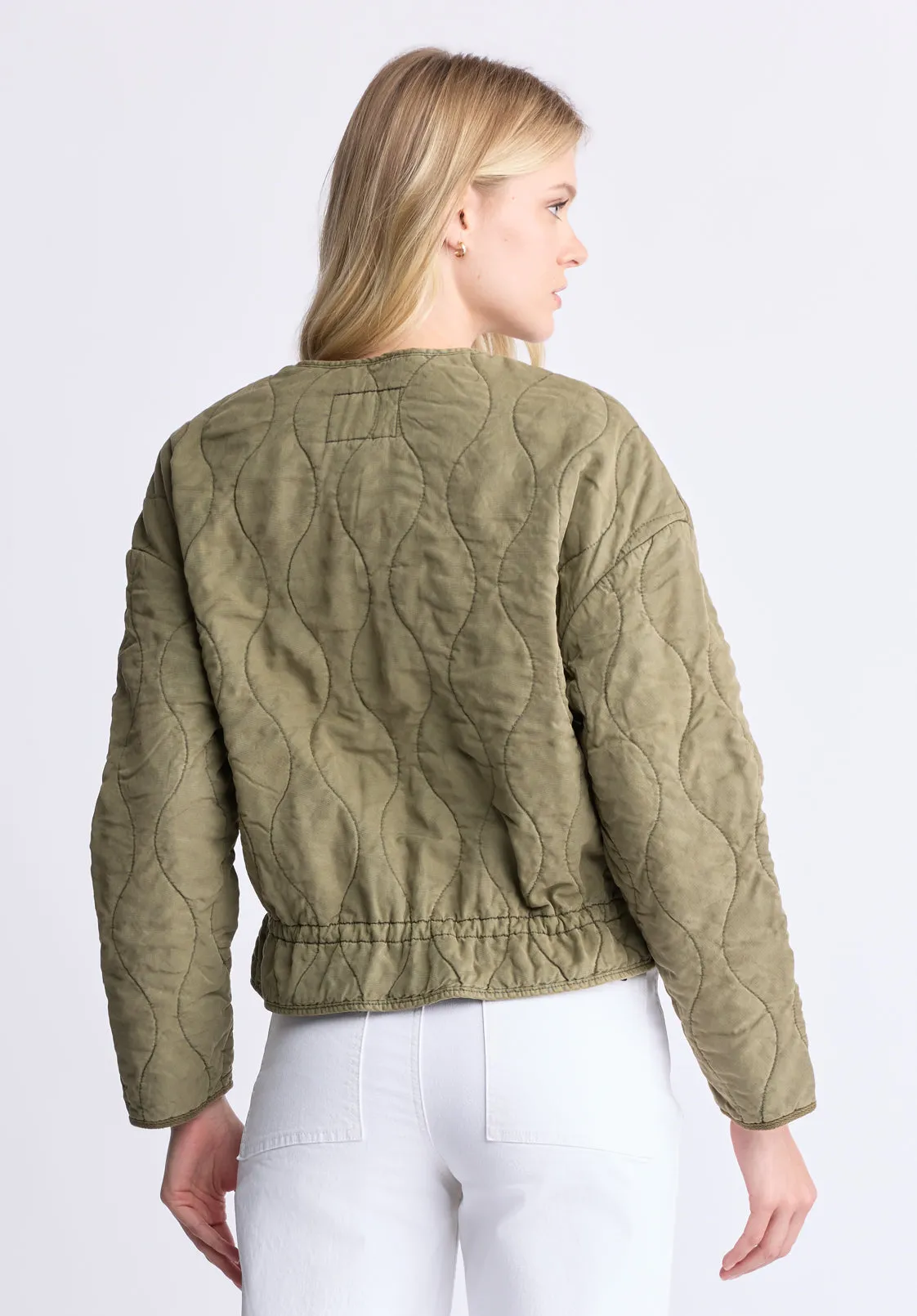Annalee Women's Quilted Cropped Jacket, Olive Green - JK0025H