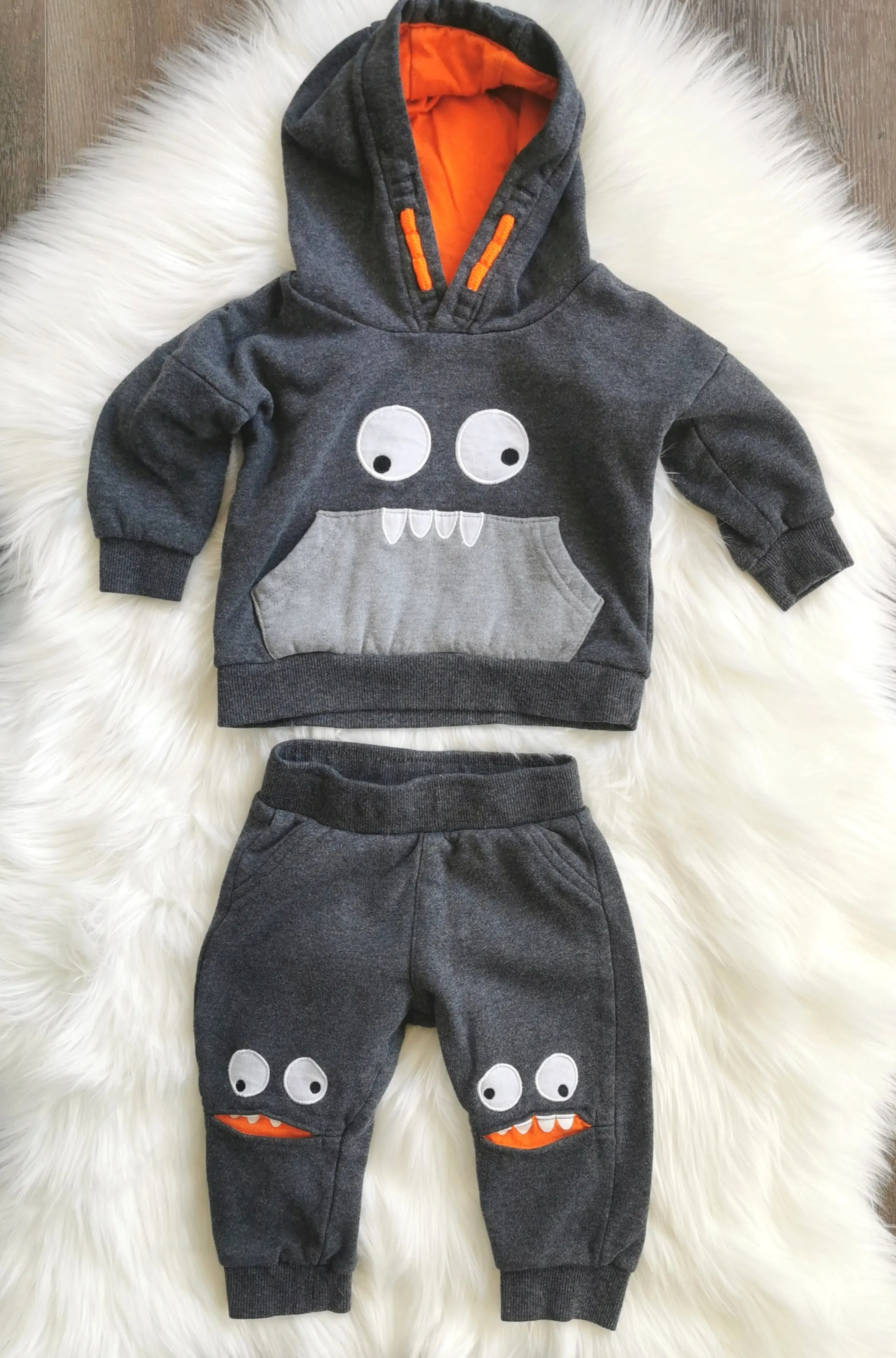 BABY BOY SIZE 6/12 MONTHS - GEORGE, Matching 2 Piece Fall Outfit VGUC B7