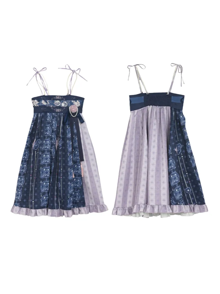 Bell-sleeved Shirt   Shoulder Tulle Bag Skirt Layered Set-up Ribbon Dress Chinese