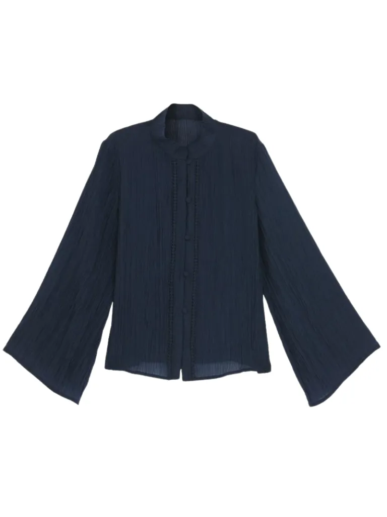 Bell-sleeved Shirt   Shoulder Tulle Bag Skirt Layered Set-up Ribbon Dress Chinese