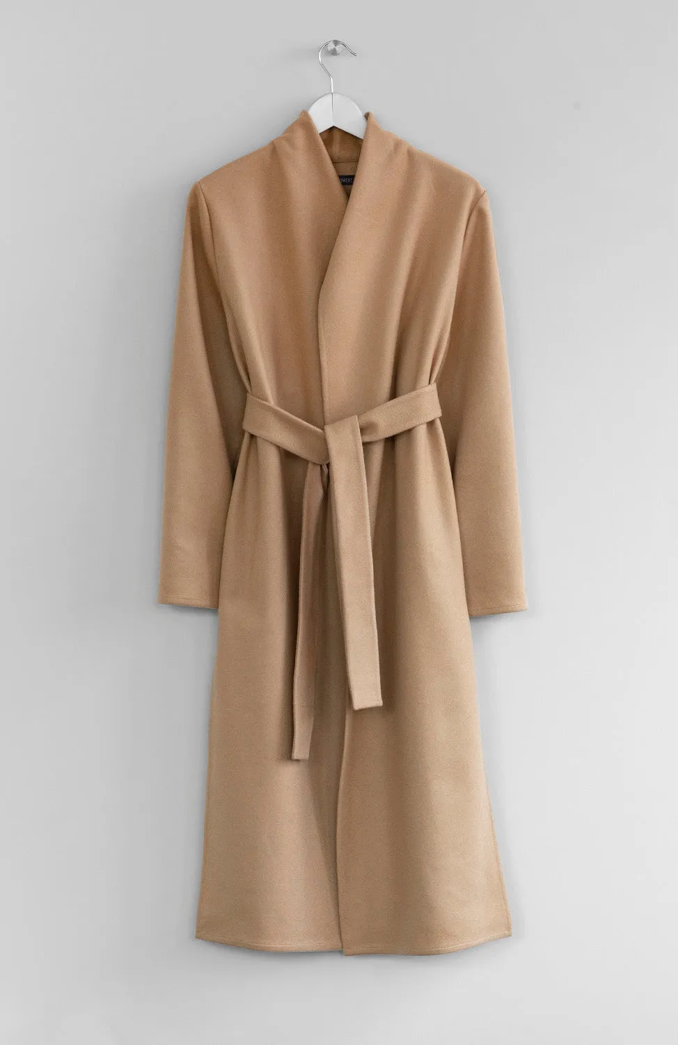 CAMEL LONG WOOL COAT