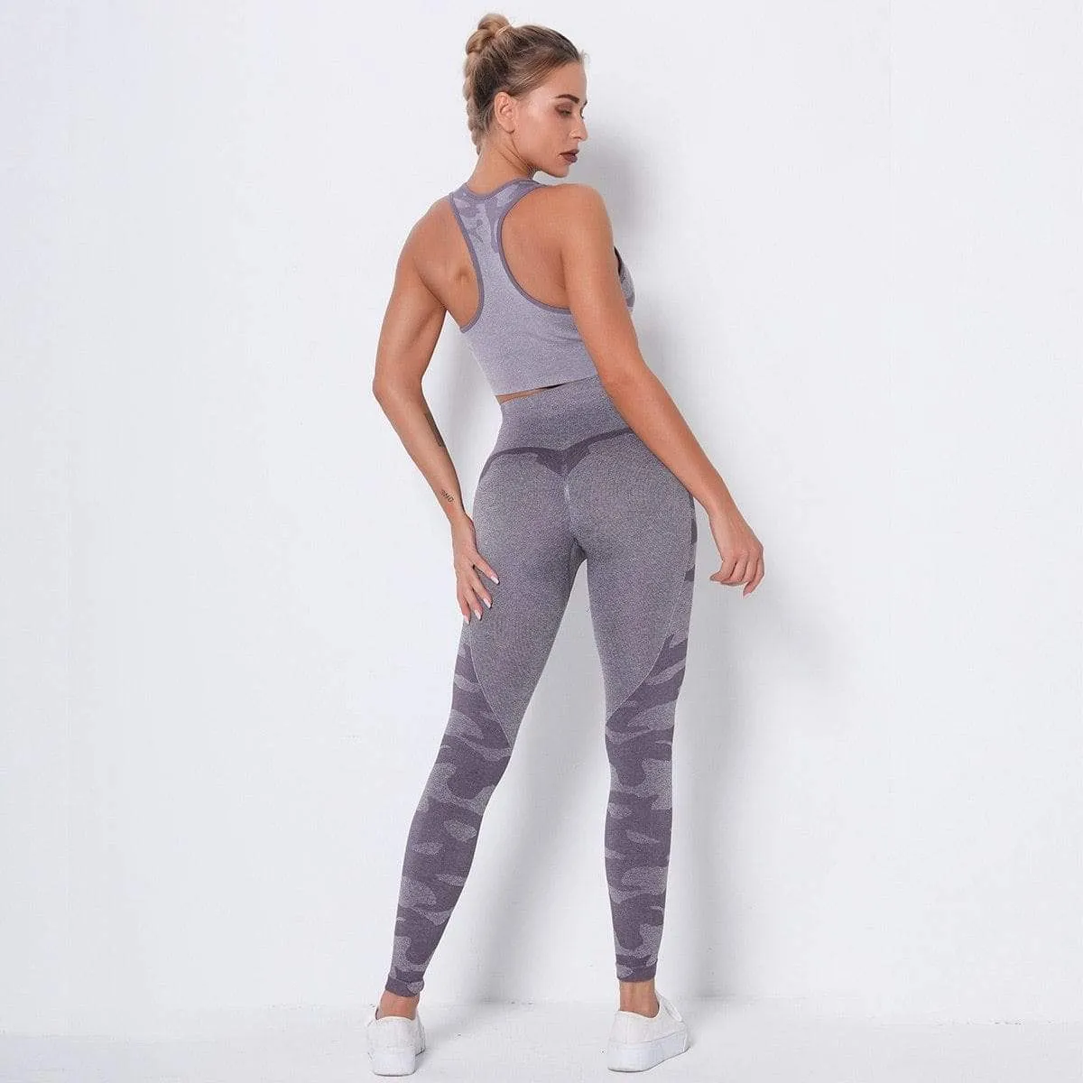 Camo Seamless Fitness Leggings & Top Set