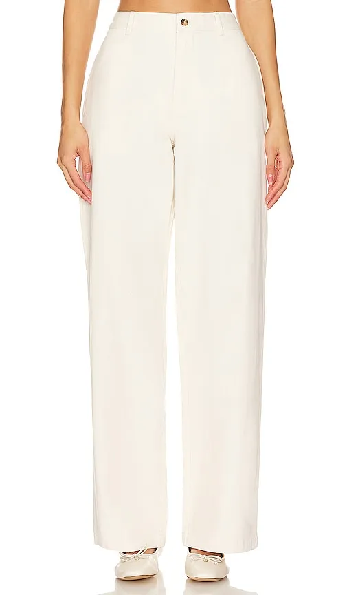 Denimist Flat Front Wide Leg Chino in Ivory