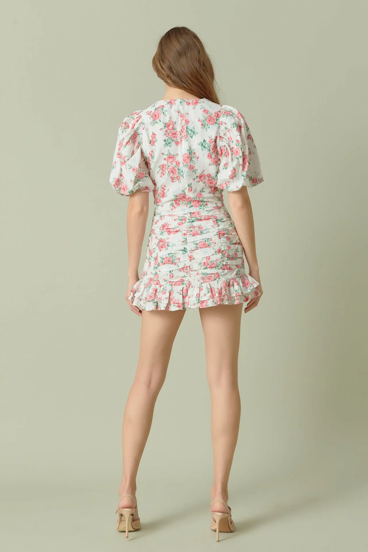Endless Rose - Floral Linen Puff Sleeve Top