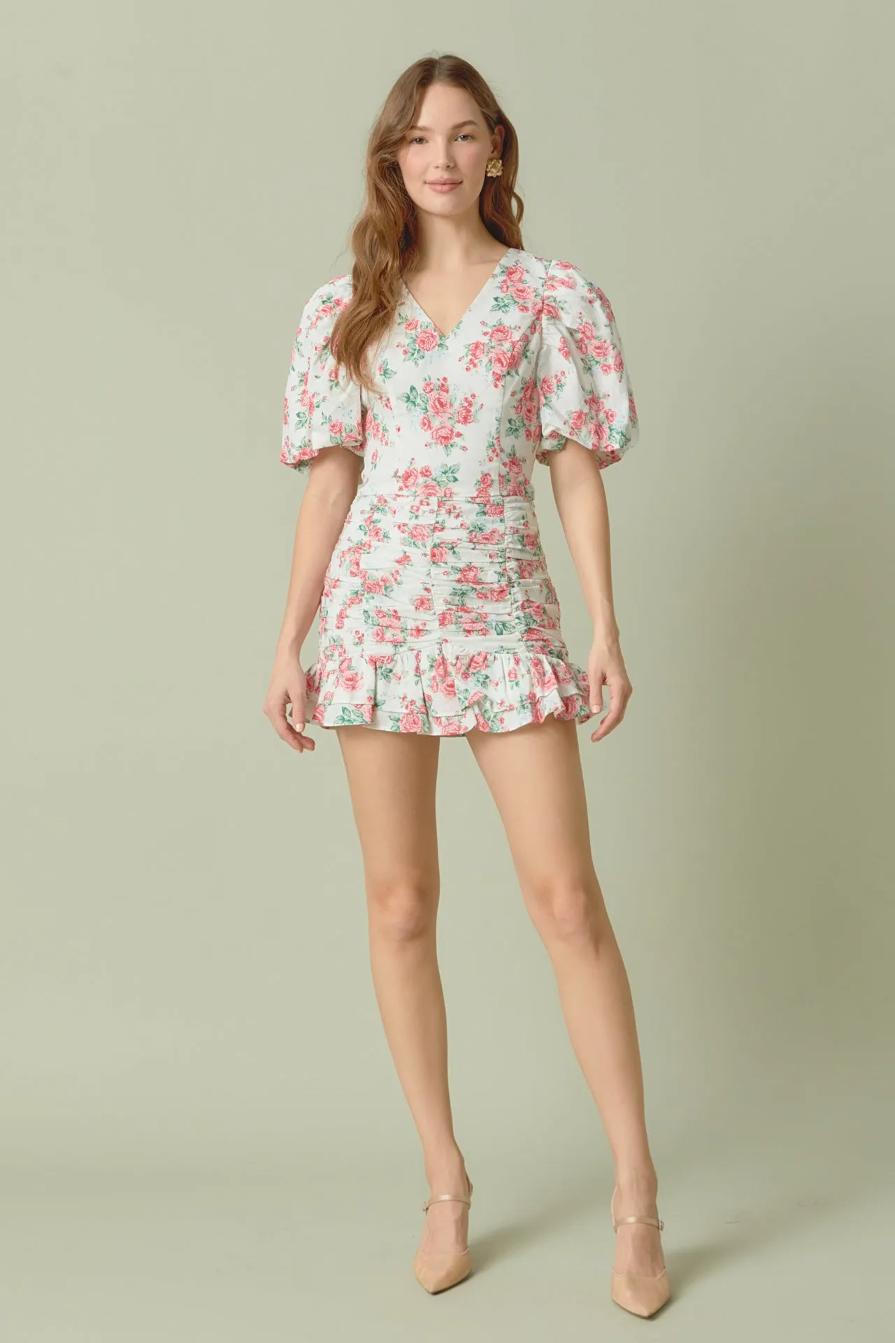 Endless Rose - Floral Linen Puff Sleeve Top