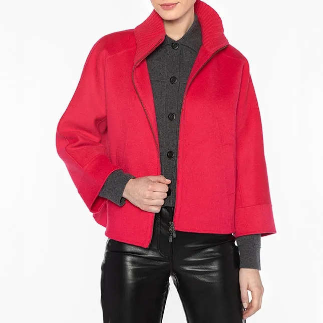 Knit Trim Short Jacket in Poppy