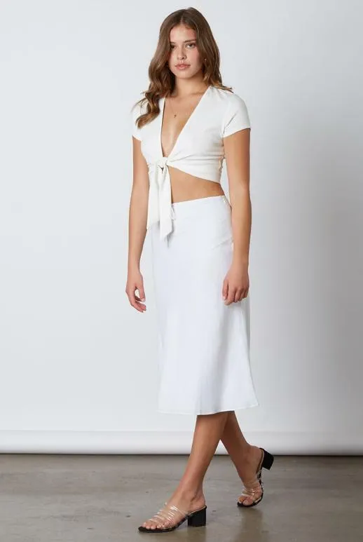 Sedona White Bias Midi Skirt