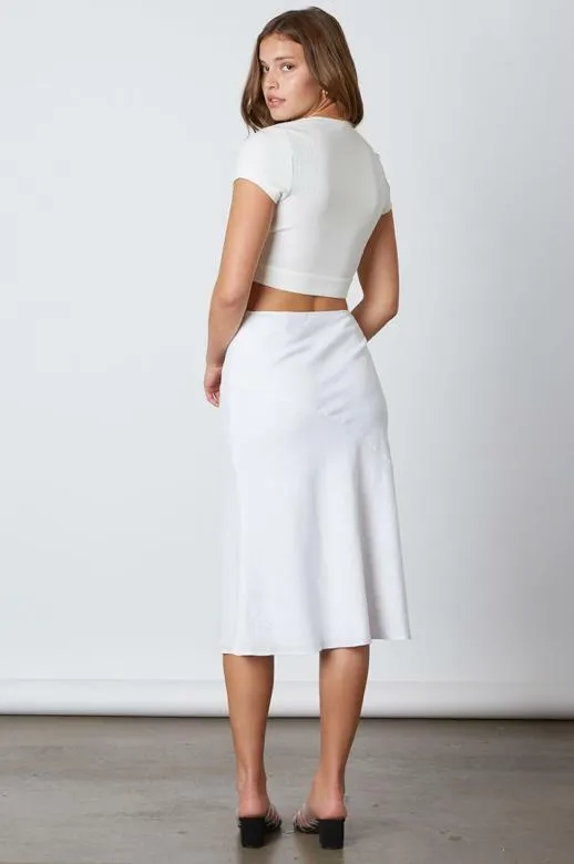 Sedona White Bias Midi Skirt