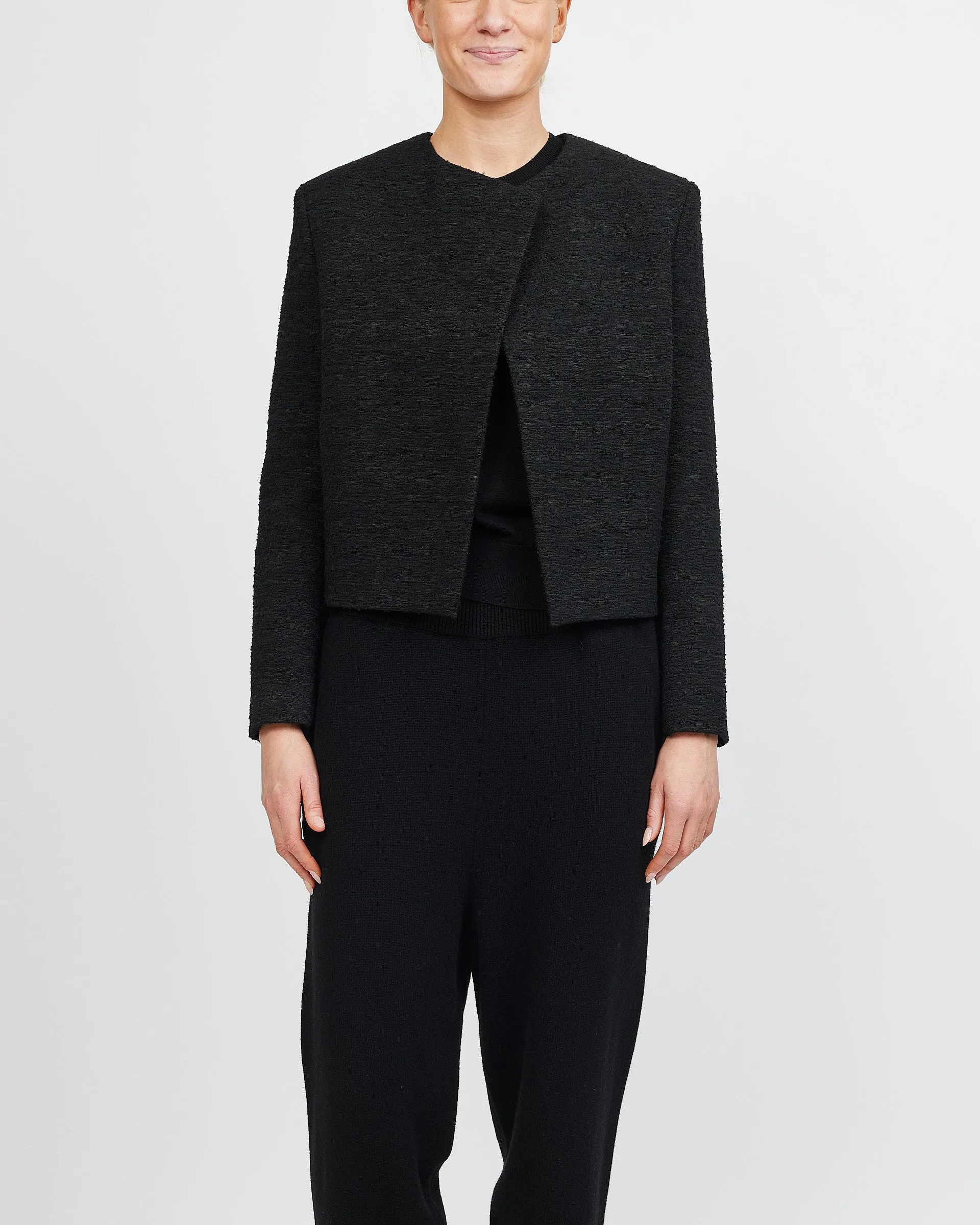 Toteme Black Cropped Bouclé Jacket