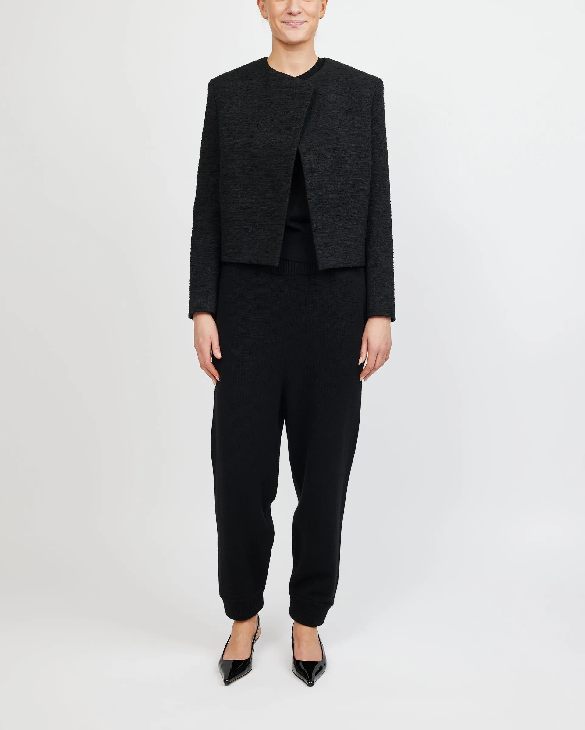 Toteme Black Cropped Bouclé Jacket