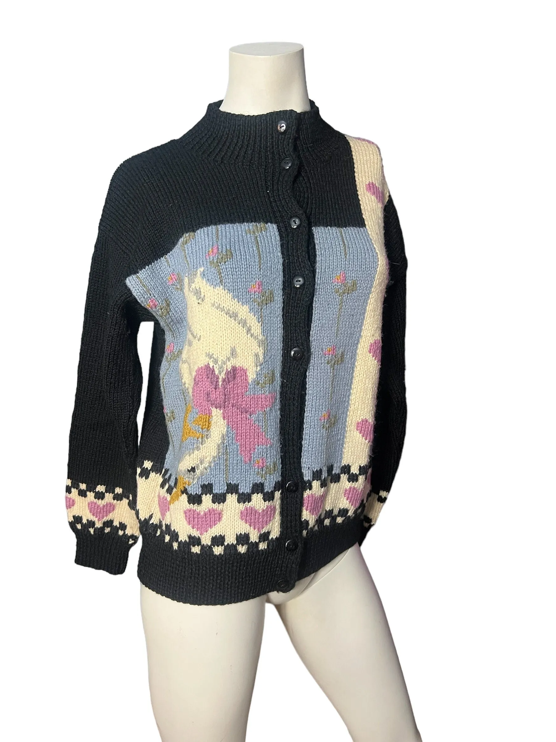 Vintage 80's goose & heart sweater M L